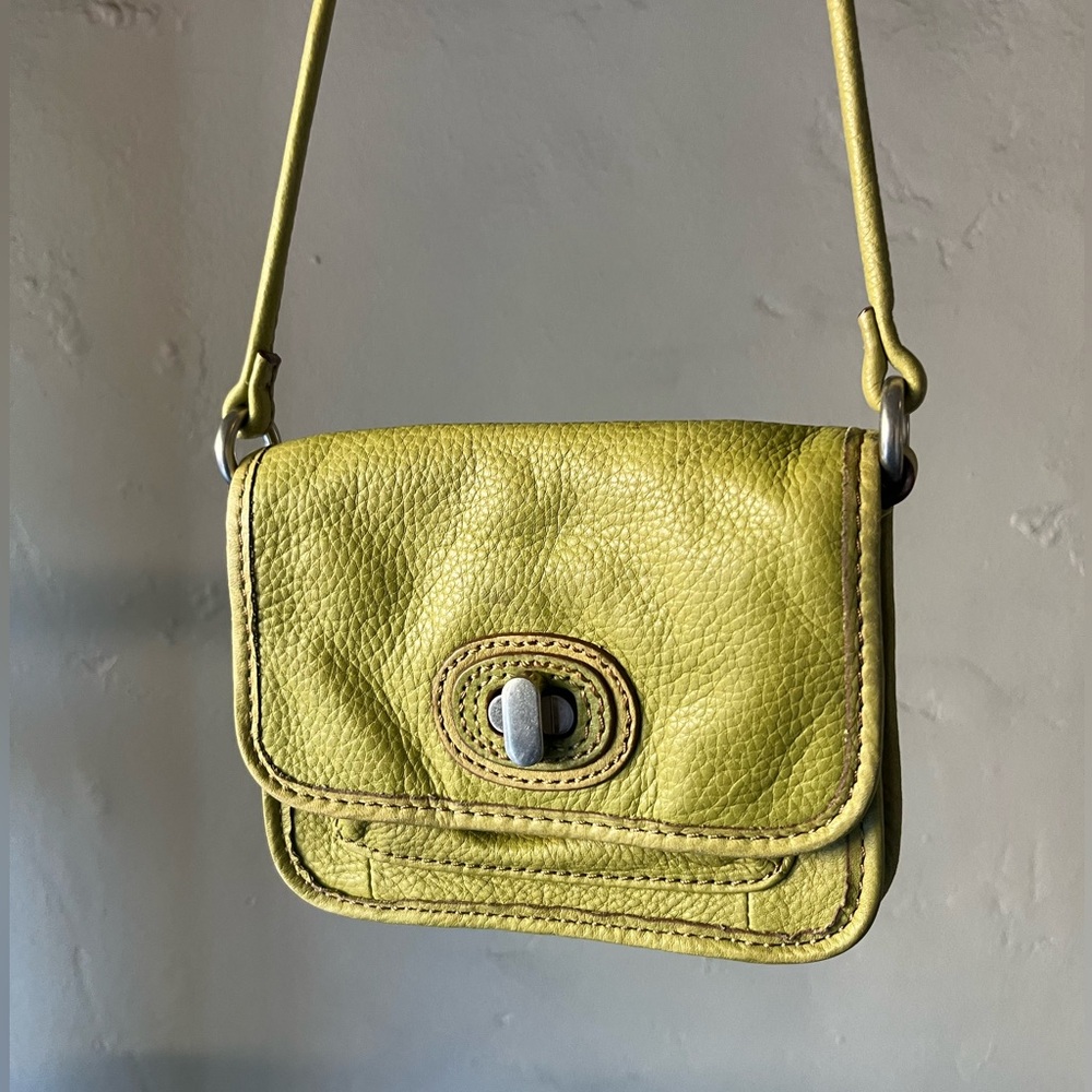 Lovely Y2K Small Olive Green Soft Leather Fossil Crossbody Bag
